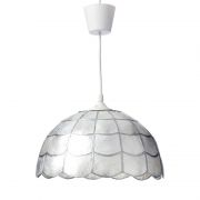 Lámpara de techo moderna de nácar color crema detalles en plata mediana